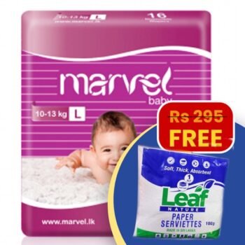 Marvel Baby Diapers – Large (16 Pieces) + FREE Leaf Nature Paper  Serviettes 100g