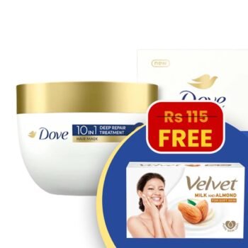 Dove 10 in 1 Deep Repair Treatment Hair Mask 300ml + FREE Velvet Milk and Almond Soap 70g