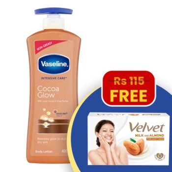 Vaseline Intensive Care Cocoa Glow 400ml + FREE Velvet Milk and Almond Soap 70g