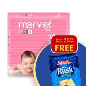 Marvel Baby Diapers – Small (16 Pieces) + FREE Milky Rusk 180g