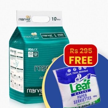 Marvel Adult Diapers Large (10 Pieces) + FREE Leaf Nature Paper  Serviettes 100g