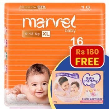 Marvel Baby Diapers – XL (16 Pieces) + FREE Baby Cheramy Soap 90g