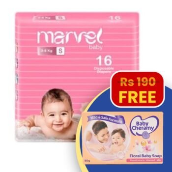 Marvel Baby Diapers – Small (16 Pieces) + FREE Baby Cheramy Soap 90g